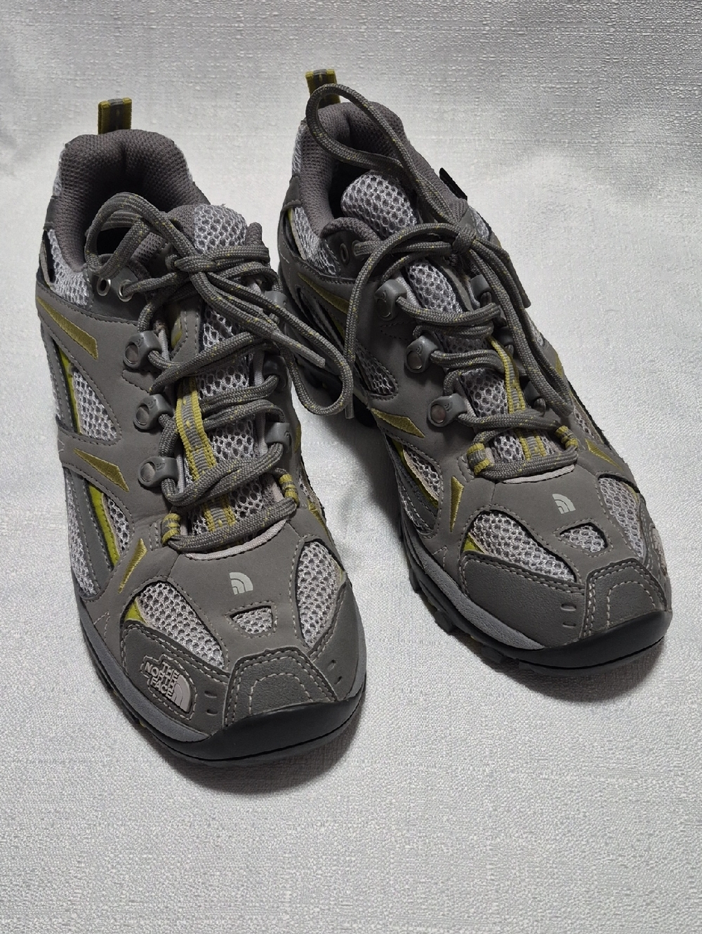 The North Face Gray Trail Hiking Sneakers with Lime Highlights Womens Size 7.5